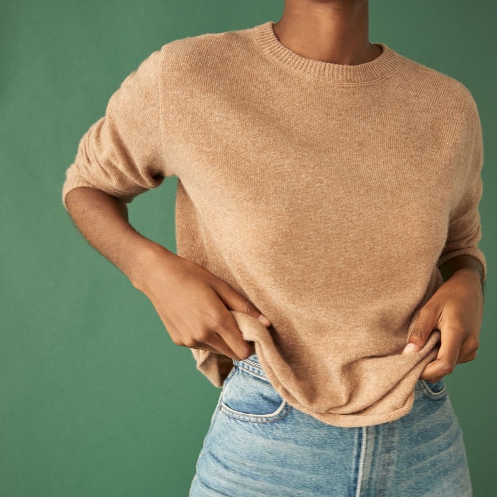Reformation boyfriend cashmere sweater in camel